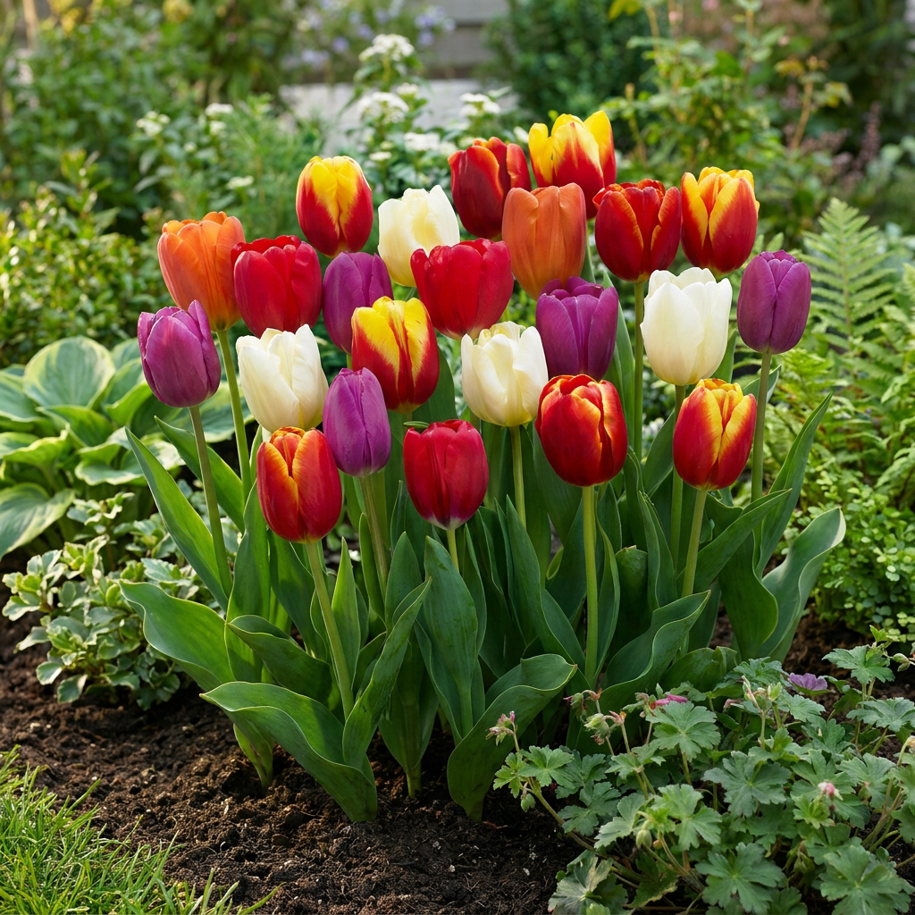 Triumph-Tulpen Mischung – Tulipa online kaufen | 30 bis 280 Blumenzwiebeln, bunt &amp; standfest – Wurzelwerk Design