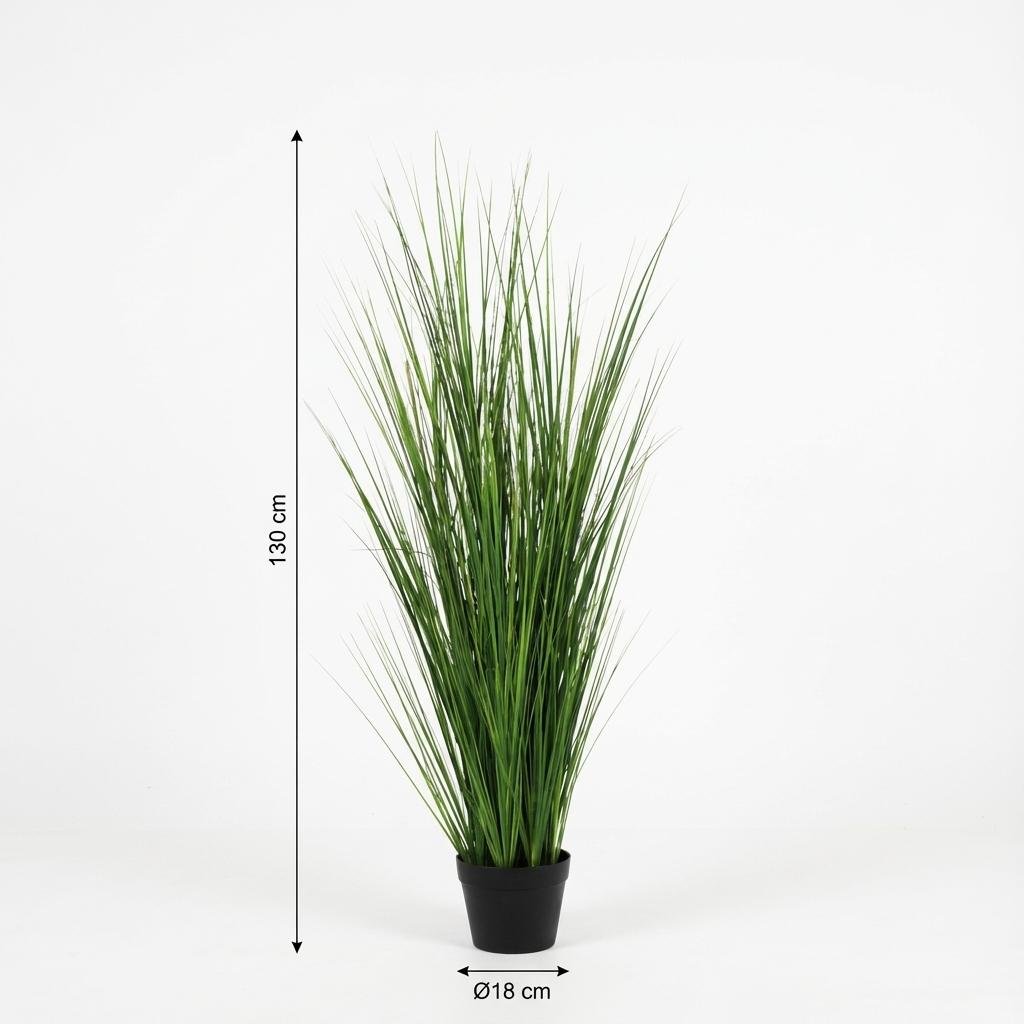 Kunstpflanze Onion Gras von Everspring, 130 cm hohe, künstliche Pflanze mit dünnen, grünen Blättern, realistisch wirkend.