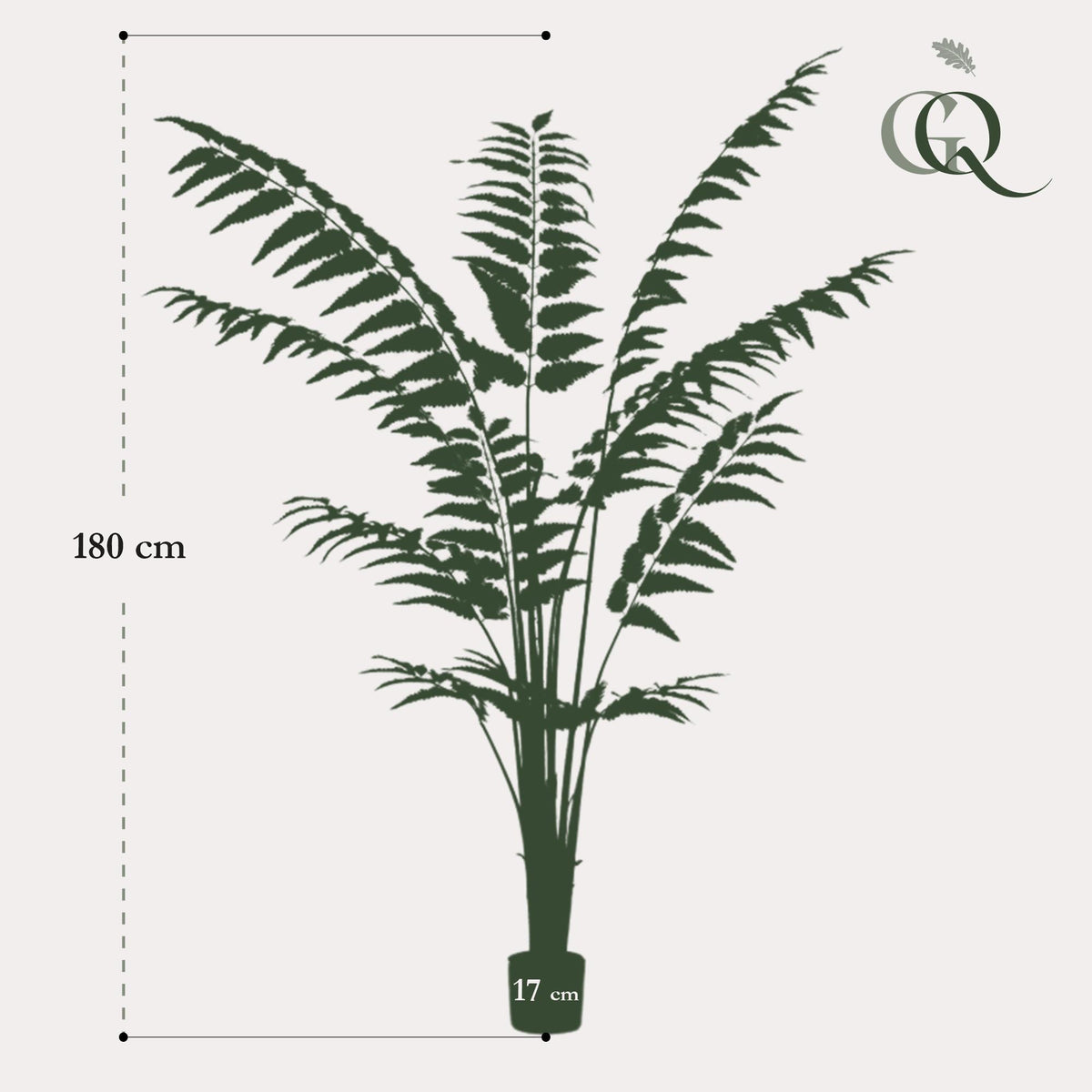 Kunstpflanze Rumohra Adiantiformis Lederfarn, 180 cm, Everspring, realistische grüne Topfpflanze als Dekoration