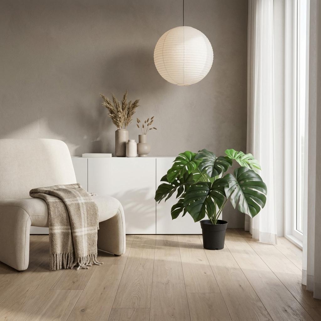 Kunstpflanze Monstera Deliciosa von Everspring, 45-180 cm, mit charakteristischen großen, gelöcherten Blättern, realistische Optik