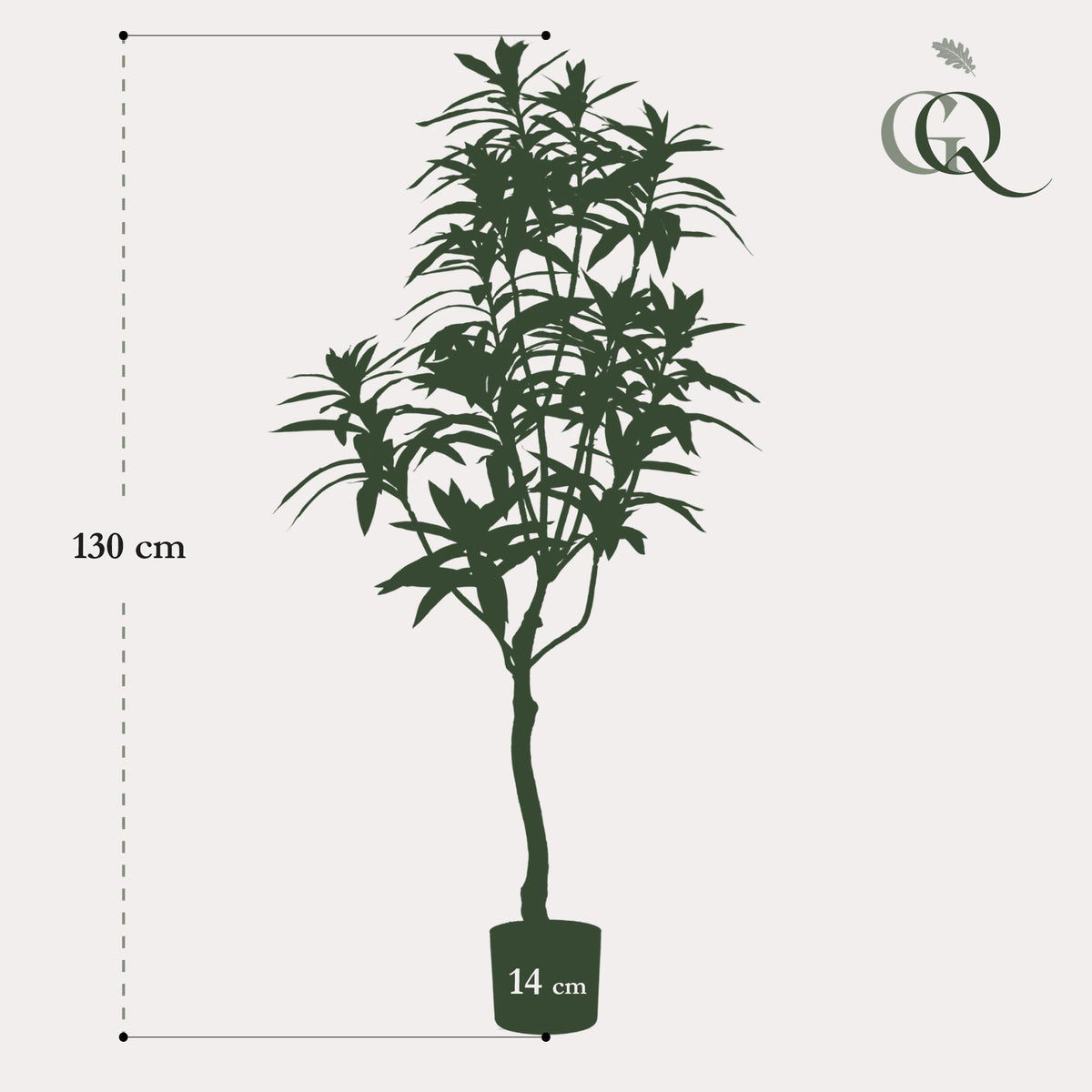 Everspring Kunstpflanze Dracaena Drachenbaum, 130cm, 155cm oder 190cm hoch, grüne pflegeleichte Zimmerpflanze
