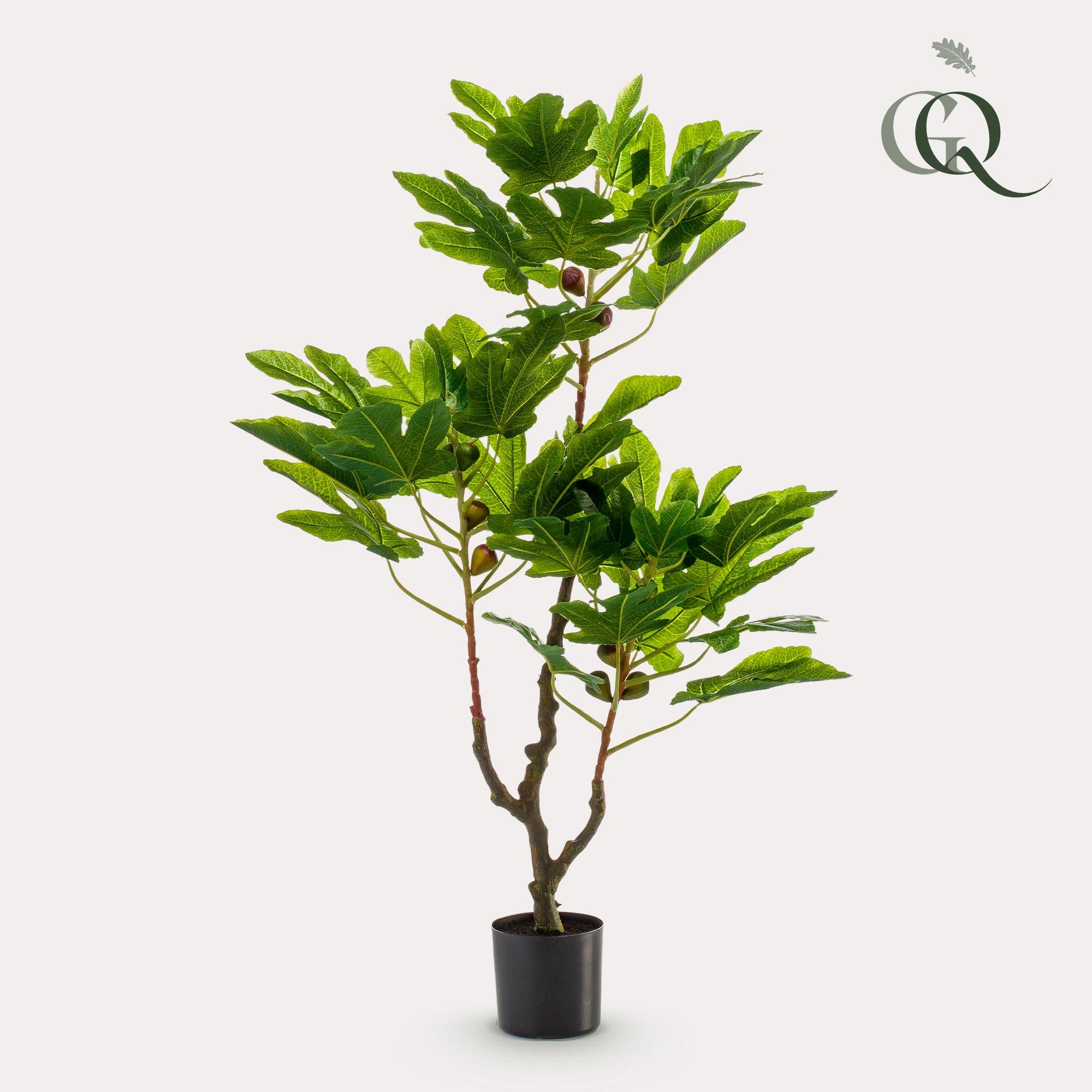 Kunstpflanze Ficus Carica Feigenbaum, 95 cm, detailreiche, grüne Kunstpflanze von Everspring, realistische Blattstruktur