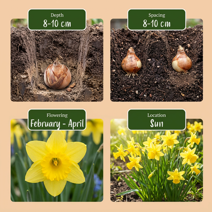 Narzisse Tête-à-Tête – Narcissus online kaufen | 50 bis 400 Blumenzwiebeln, niedrig, früh &amp; verwildernd – Wurzelwerk Design