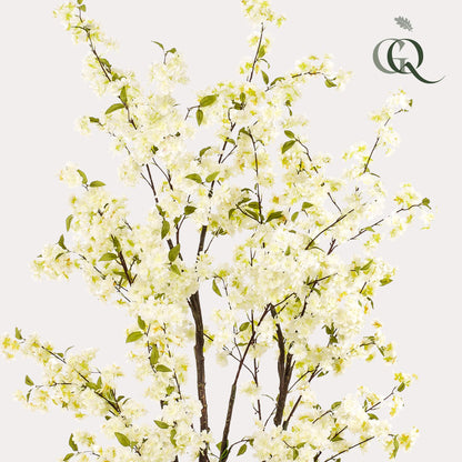 Kunstpflanze Kirschblüte Weiß, 210 cm hoch, Everspring, detailreiche blühende Kunstpflanze mit weißen Blüten.