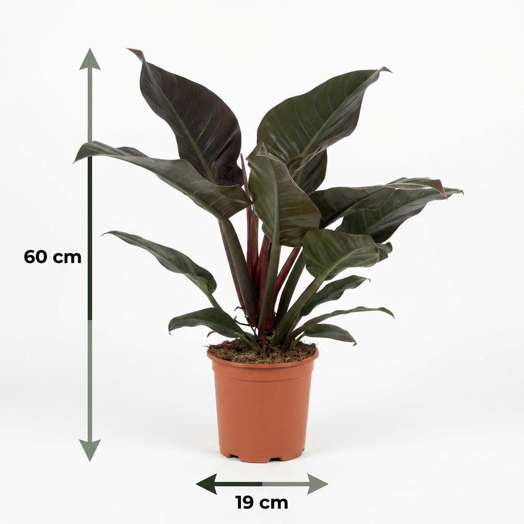 Philodendron Imperial Red kaufen | Zimmerpflanze – Topf Ø 19 cm, Höhe 60 cm - Wurzelwerk Design
