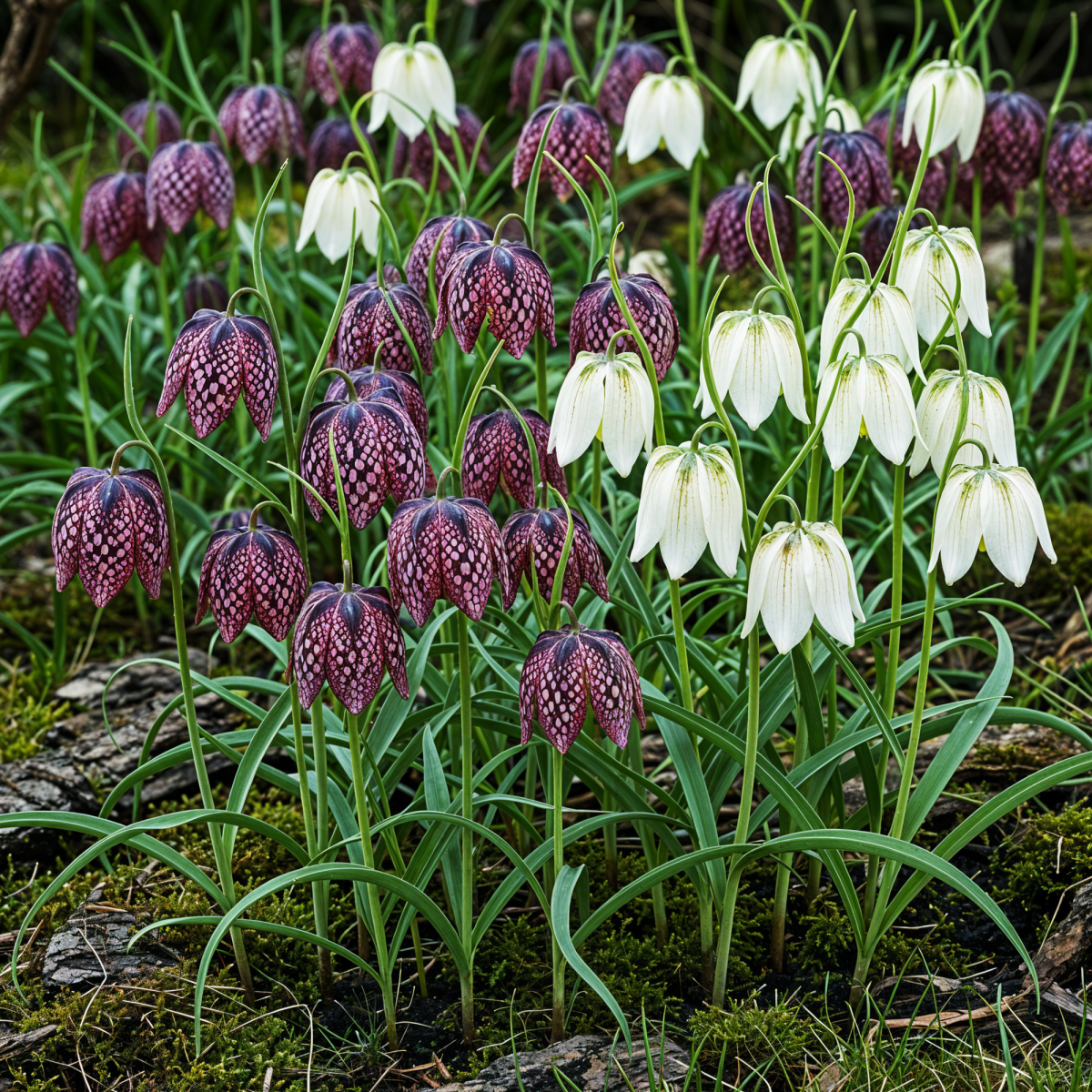 Blumenzwiebeln Fritillaria Meleagris Mix | 30 Stück Lila &amp; Weiß – Zwiebelgröße 6/7 – XXL Pack - Wurzelwerk Design