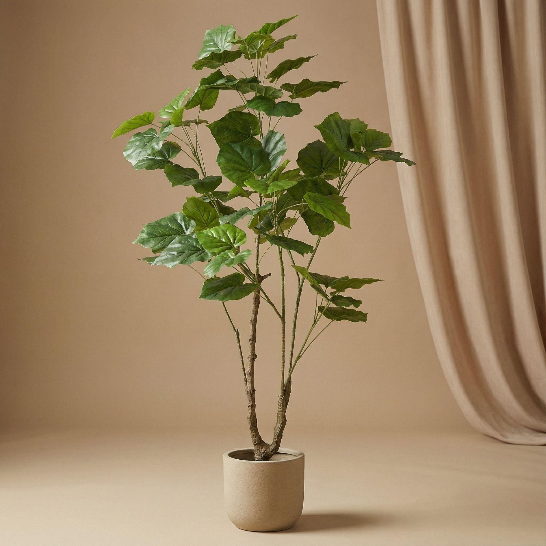 Kunstpflanze Ficus-Schirmbaum, 125 cm, Everspring, grüne Blätter, realistische Zimmerpflanze als Dekoration im Thumbnail
