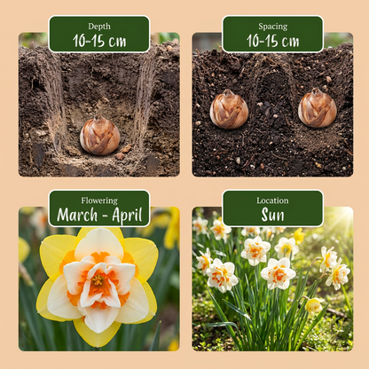Gefüllte Narzissen Mischung – Narcissus online kaufen | 20 bis 240 Blumenzwiebeln, dicht gefüllt – Wurzelwerk Design