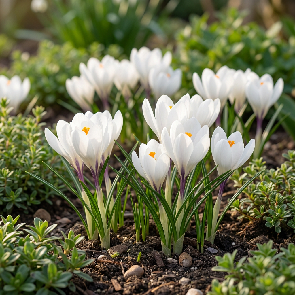 Krokus Weiß – Crocus online kaufen | 60 bis 240 Blumenzwiebeln, großblütig &amp; reinweiß – Wurzelwerk Design