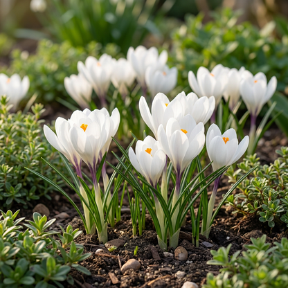 Krokus Weiß – Crocus online kaufen | 60 bis 240 Blumenzwiebeln, großblütig &amp; reinweiß – Wurzelwerk Design