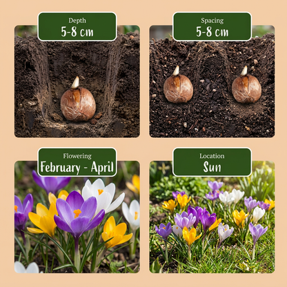 Wildkrokus-Mischung – Crocus online kaufen | 50 bis 400 Blumenzwiebeln, zierlich &amp; früh – Wurzelwerk Design