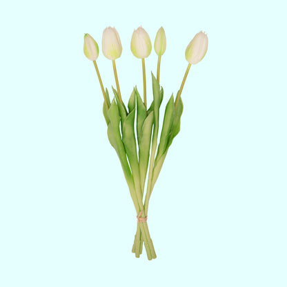 Künstliche Tulpen im Tulpenstrauß, weiß und grün, 10 Stück, &