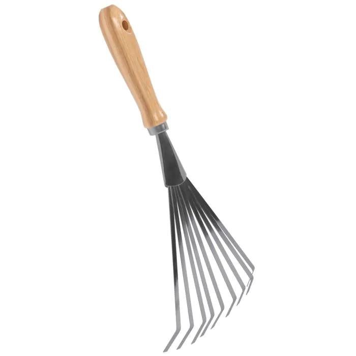 Handrechen - 9 Zähne - Verzinkter Stahl - Eschenholzgriff - Wurzelwerk Design