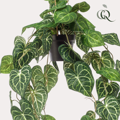 Kunstpflanze Anthurium Clarinervium von Everspring, 80 cm hohe plastische Pflanze mit grünen Blättern.