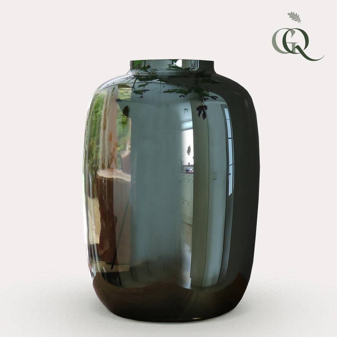 Vase Glas - Artic Grau - M - H35 x B25 - Wurzelwerk Design