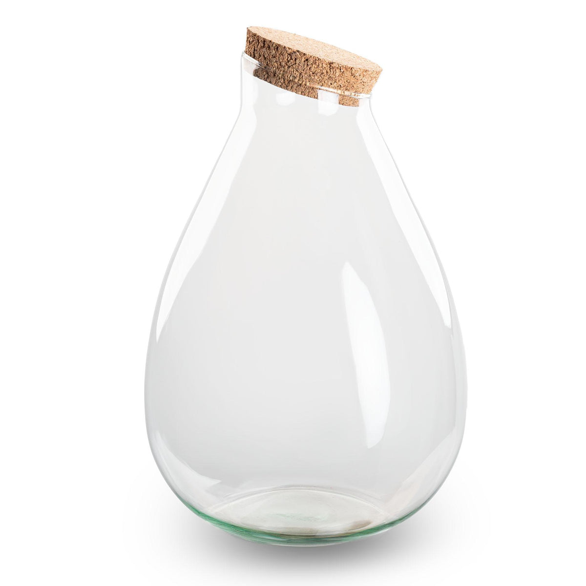 Everspring Terrariumflasche mit Korken, Tropfen XL, Durchmesser 24 cm, Höhe 37 cm, klare Glasflasche für Pflanzen.