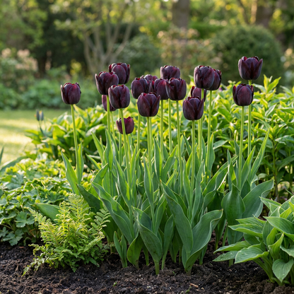 Triumph-Tulpe Dunkelviolett – Tulipa online kaufen | 24 bis 96 Blumenzwiebeln, fast schwarz &amp; elegant – Wurzelwerk Design