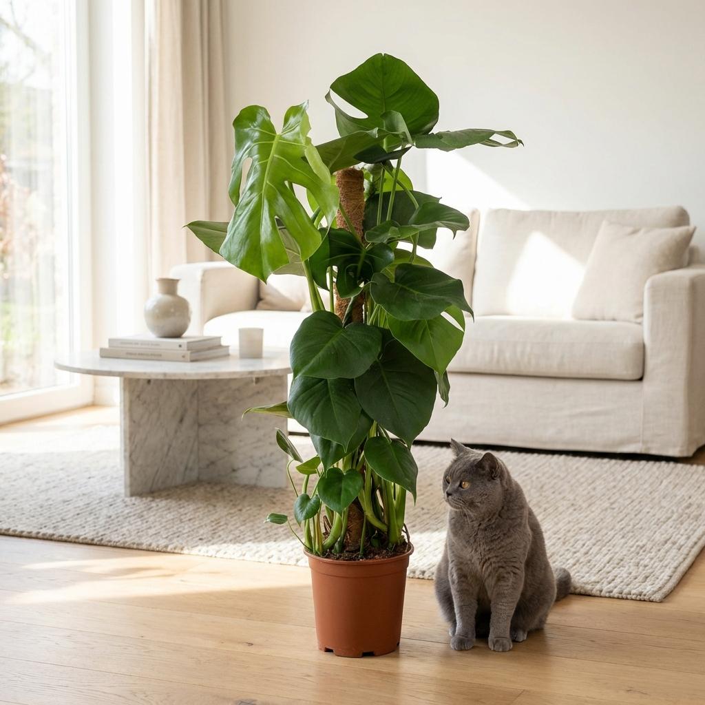 Monstera Deliciosa Moosstab kaufen | Fensterblatt – Topf Ø 19 cm, Höhe 90 cm - Wurzelwerk Design