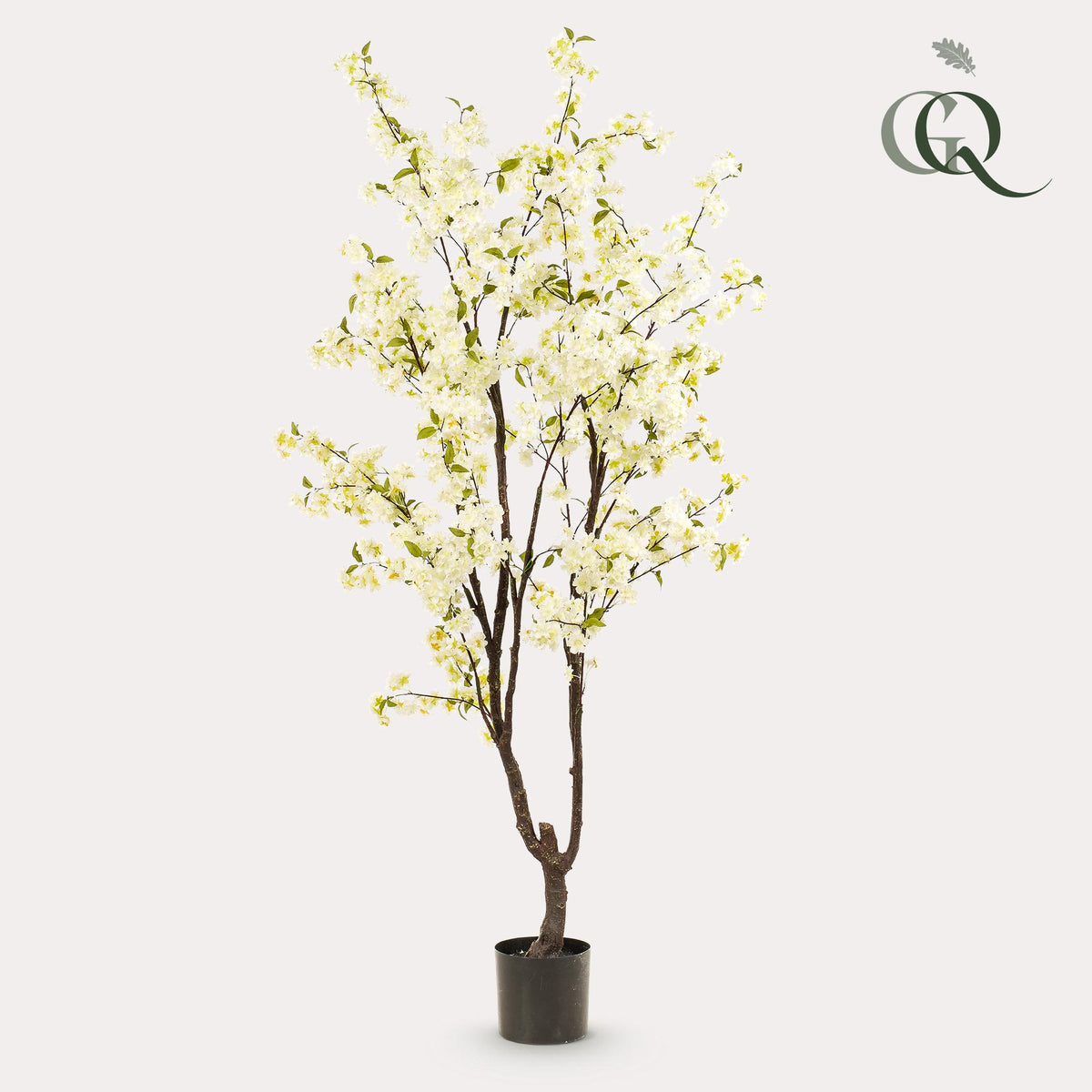 Kunstpflanze Kirschblüte Weiß, 210 cm hoch, Everspring, detailreiche, realistische Blüten und grüne Blätter
