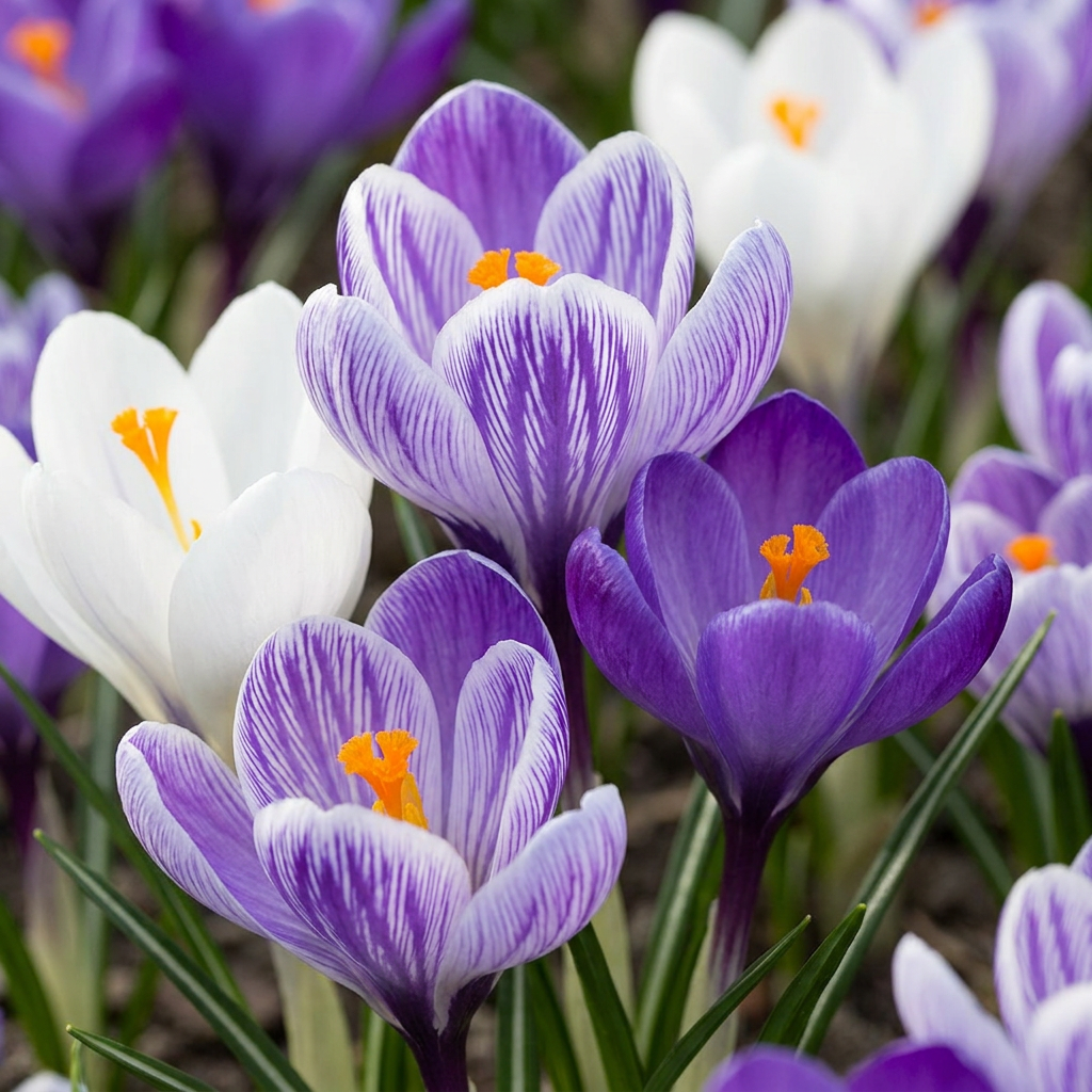 Krokus Blau-Weiß – Crocus online kaufen | 30 bis 240 Blumenzwiebeln, zweifarbige Mischung – Wurzelwerk Design
