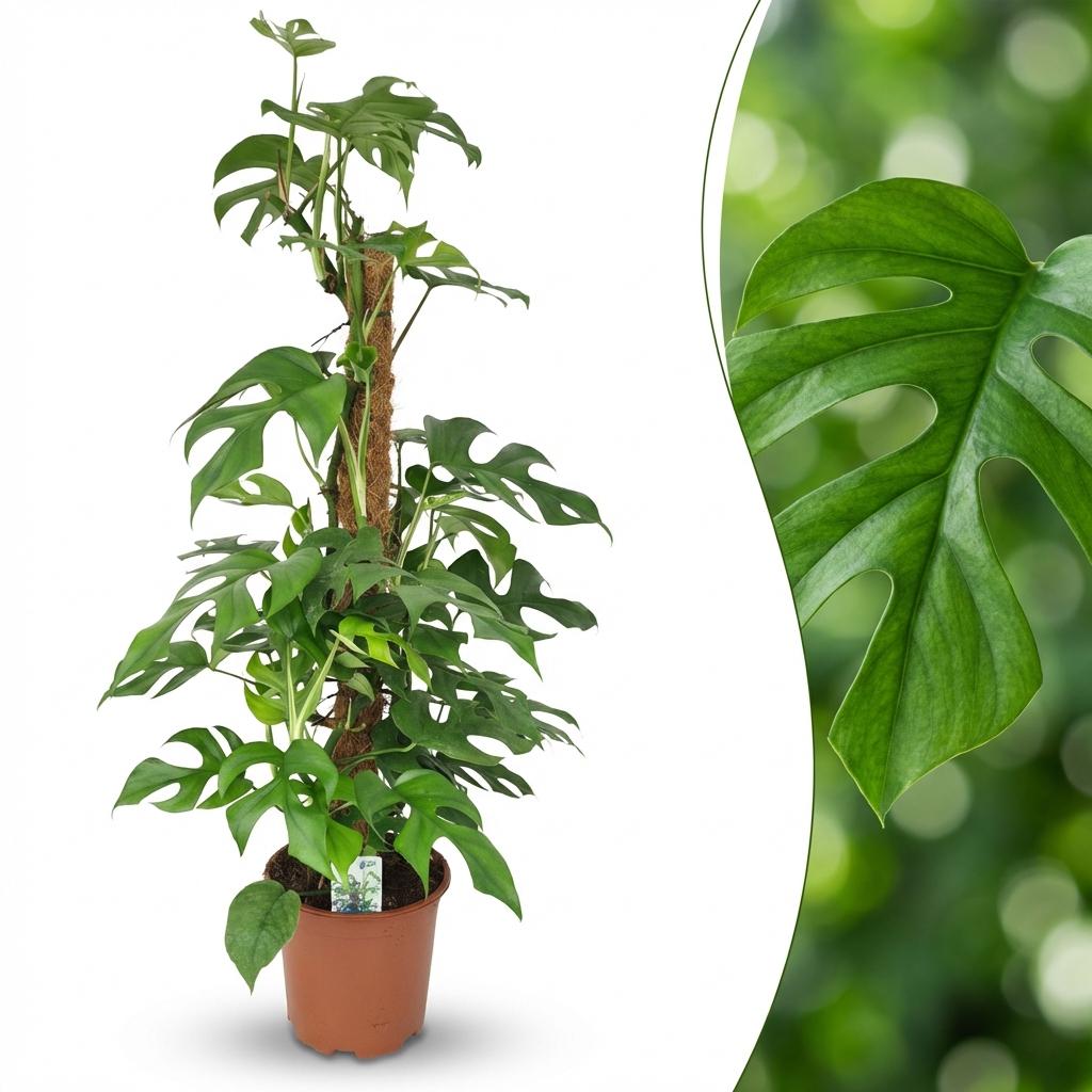 Monstera Minima Moosstab kaufen | Mini-Fensterblatt – Topf Ø 19 cm, Höhe 90 cm - Wurzelwerk Design