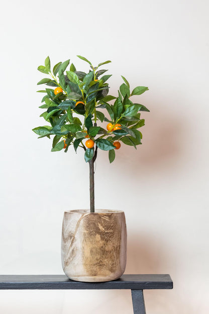 Kunstpflanze Citrus Sinensis Orange Baum, 75 cm hoch, detailreiche Everspring Pflanzen-Deko, grüne Blätter und orange Früchte sichtbar