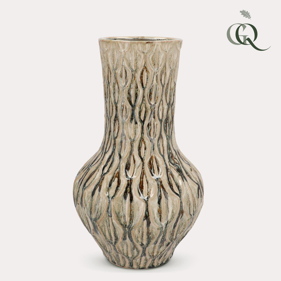 Everspring Stein M Vase für Pflanzen, grün, Höhe 39 cm, Breite 23 cm, aus Steinoptik, dekoratives Pflanzgefäß