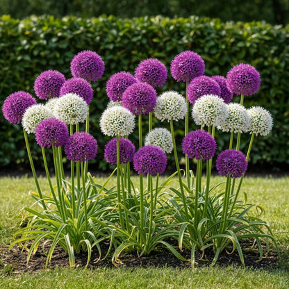 Blumenzwiebeln Allium Purple White Mix | 15 Stück Lila &amp; Weiß – Zwiebelgröße 10/12 – XXL Pack - Wurzelwerk Design