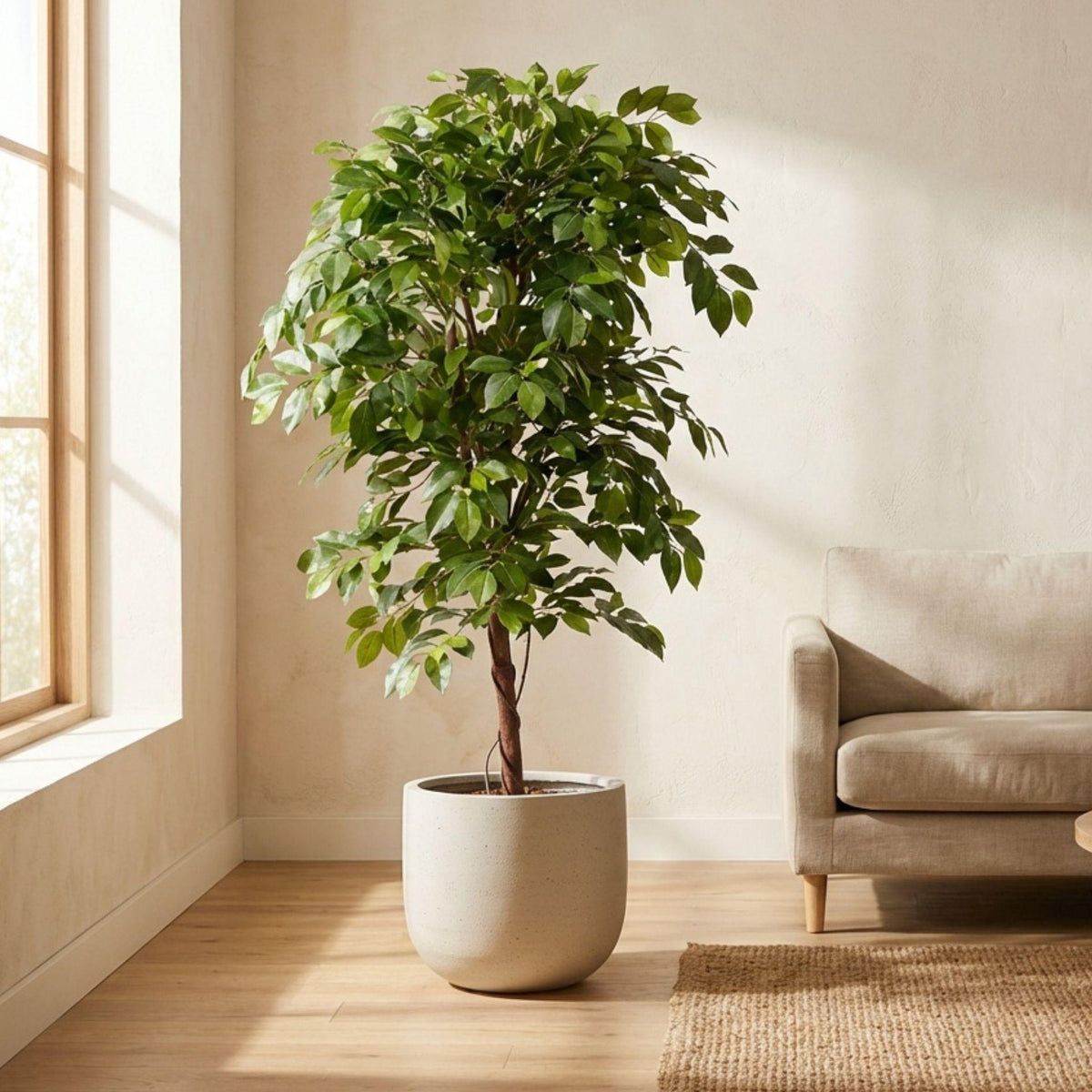 Künstlicher Ficus Deluxe Weinrebenbaum, 140 cm, Everspring Pflanze mit grünen Blättern, realistische Zimmerpflanze, dekorativ.