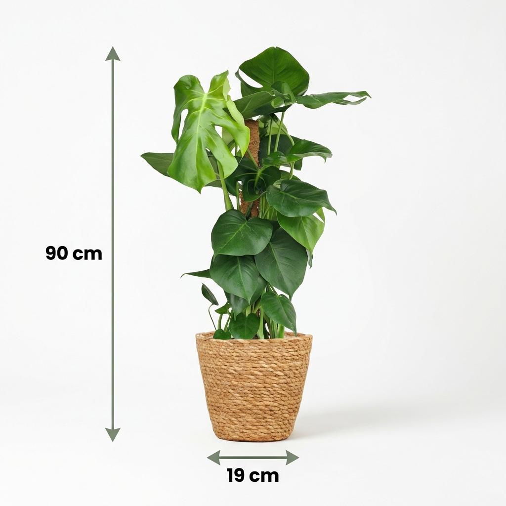 Monstera Deliciosa am Moosstab kaufen | Fensterblatt, 90 cm