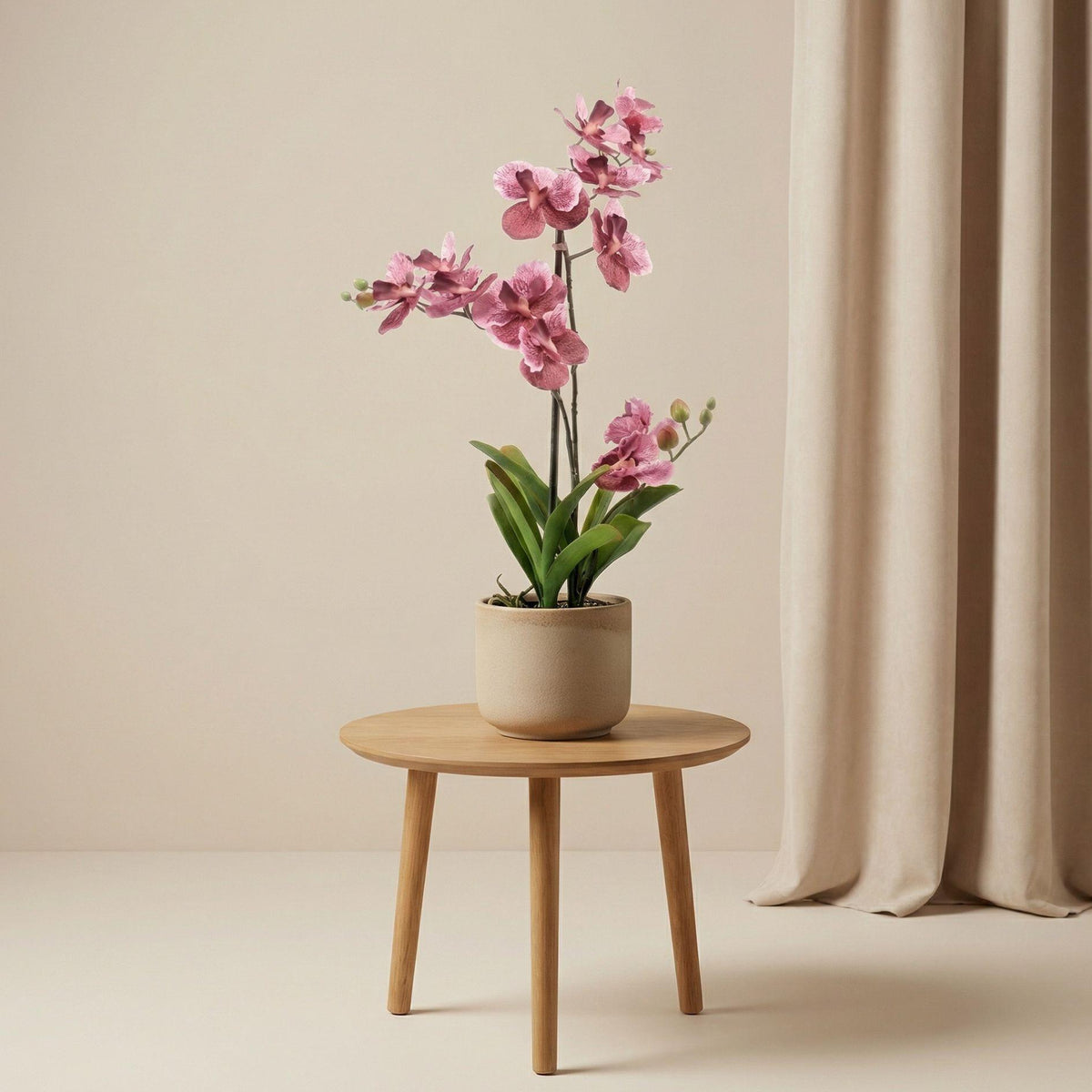 Künstliche Vanda Orchidee 60 cm altrosa im Topf, detailreiche Everspring Pflanzen-Dekoration