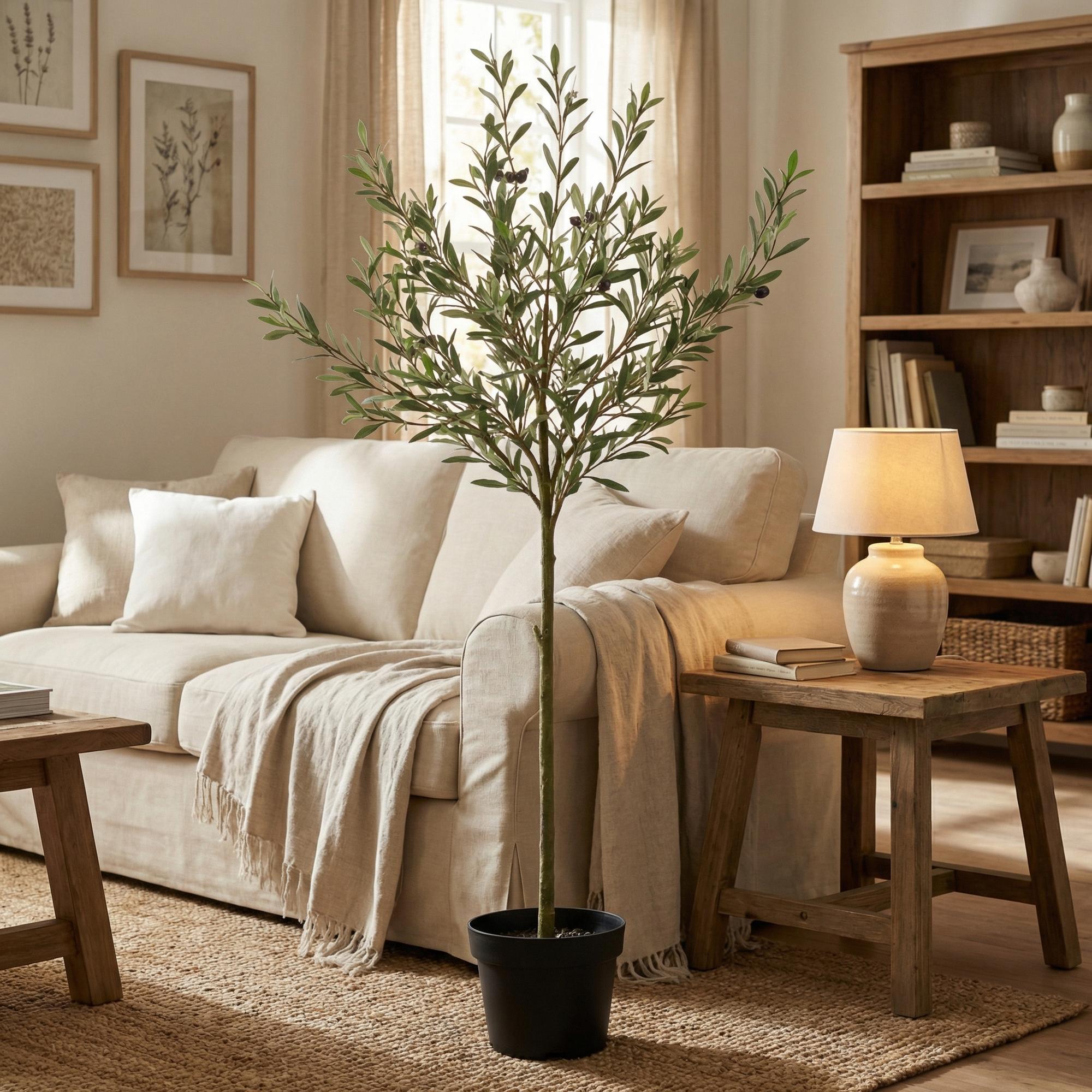 Pflegefreier, künstlicher Olivenbaum von Everspring, 150, 170 oder 172 cm, mit grünen Olivenblättern und realistischem Aussehen