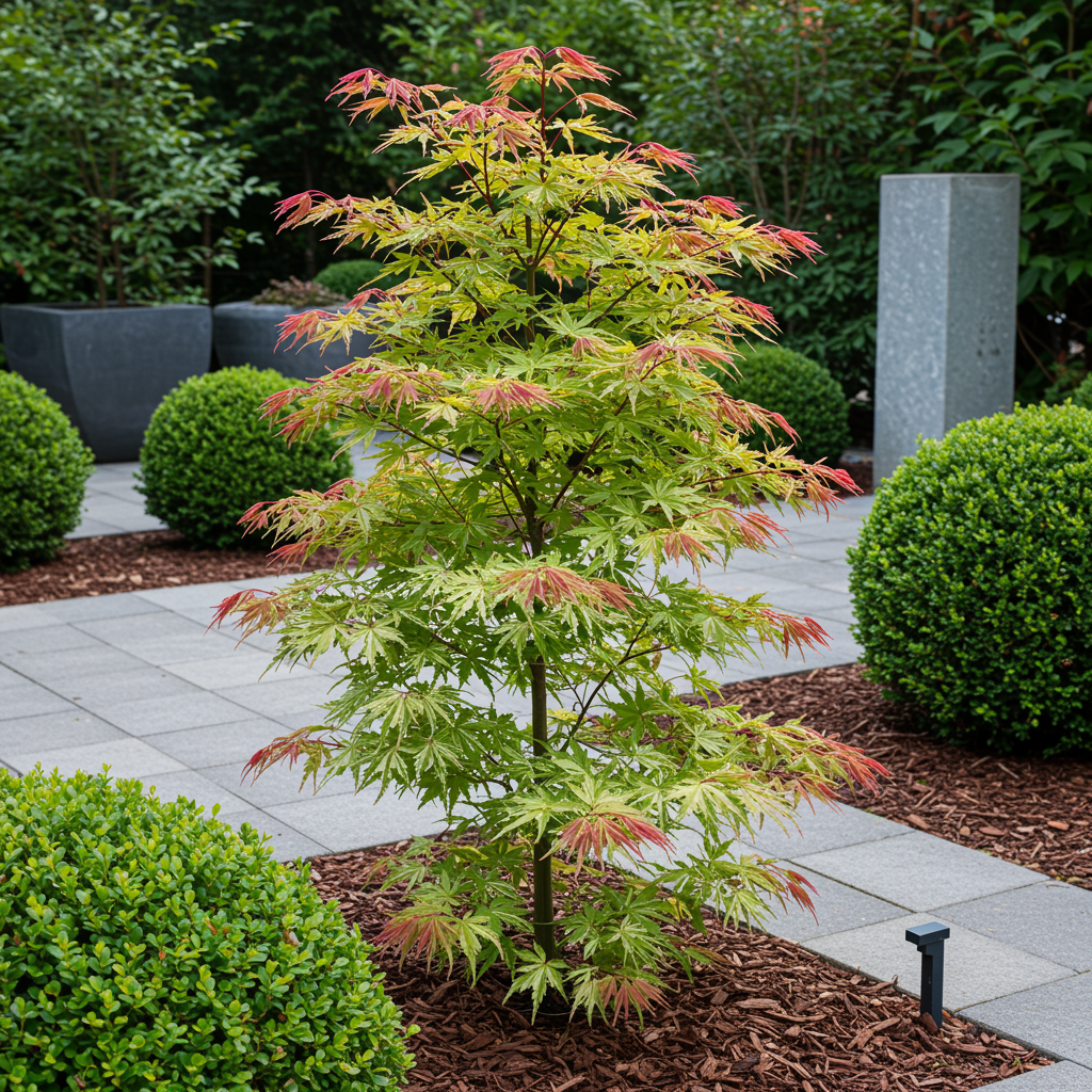 Zwei japanische Ahornpflanzen Acer palmatum Phoenix mit rosa Blättern im 19cm Topf, ca. 70cm hoch, laubabwerfend, von Everspring