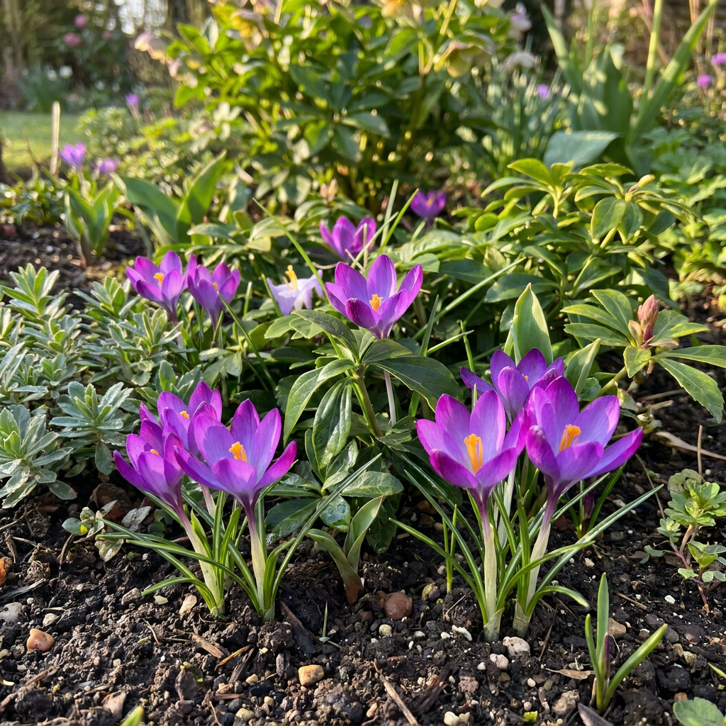 Krokus Ruby Giant – Crocus tommasinianus online kaufen | 100 bis 400 Blumenzwiebeln, purpurviolett &amp; verwildernd – Wurzelwerk Design