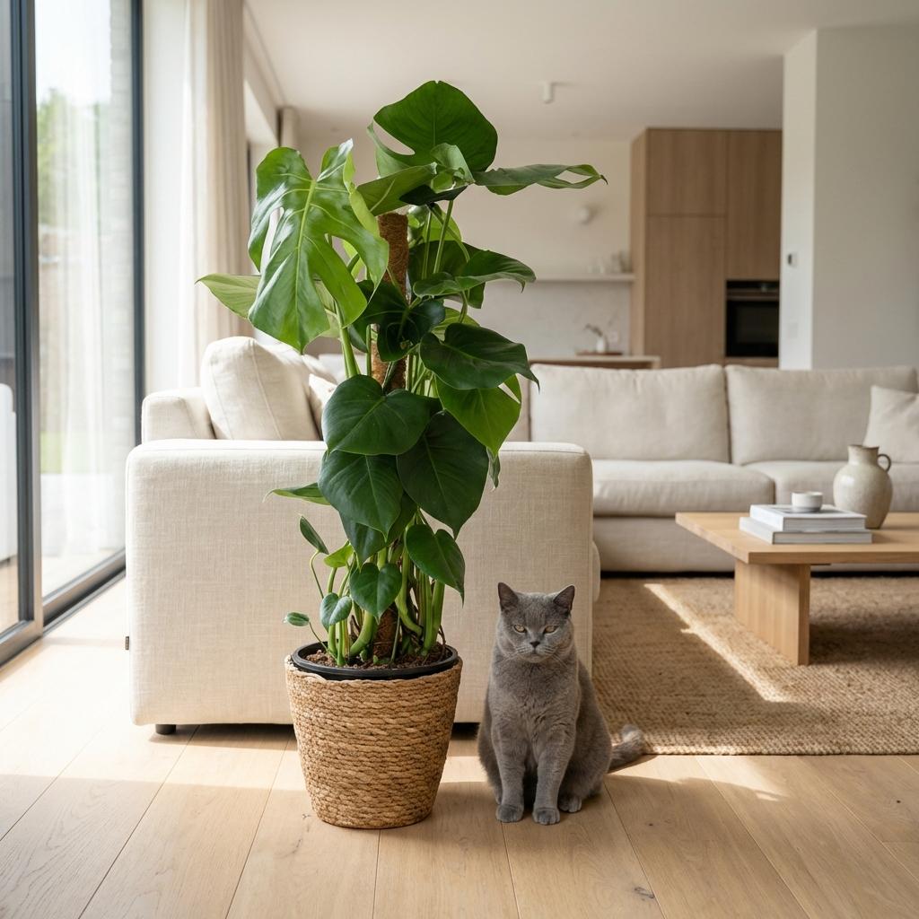 Monstera Deliciosa am Moosstab kaufen | Fensterblatt, 90 cm