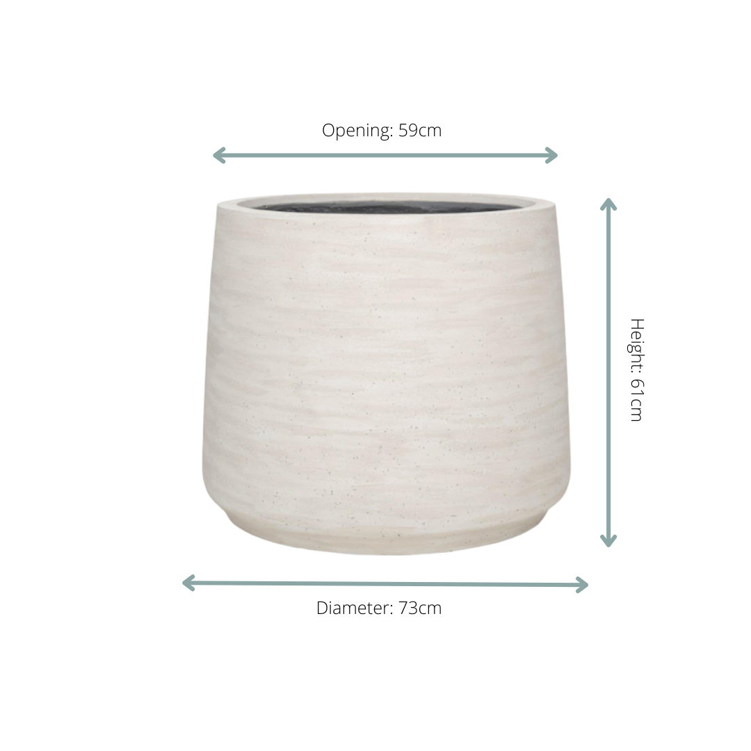 Pflanzkübel „Jumbo Patt“ – Ivory Washed – D73 × H61 cm – Moderner Pflanzkübel für Indoor &amp; Outdoor