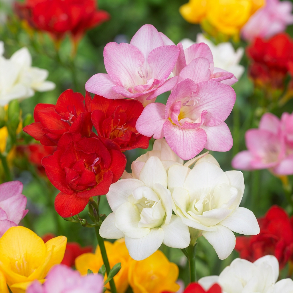 Gefüllte Freesien Mischung – Freesia online kaufen | 80 bis 320 Knollen, intensiv duftende Schnittblume – Wurzelwerk Design