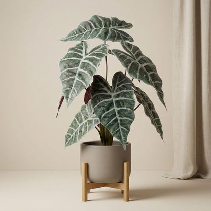 Künstliche Alocasia Busch im Topf, 40 cm, Everspring, grüne Pflanze mit großen Blättern, dekorative Zimmerpflanze