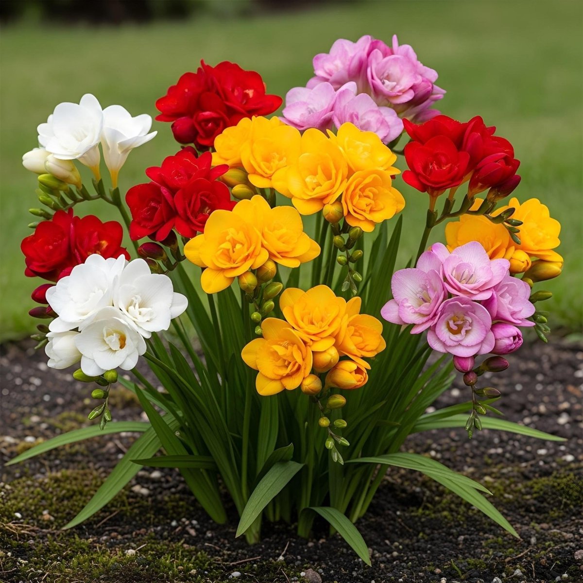 Blumenzwiebeln Freesia Double Mix | 40 Stück Farbenmix – Zwiebelgröße 5/6 – XXL Pack - Wurzelwerk Design