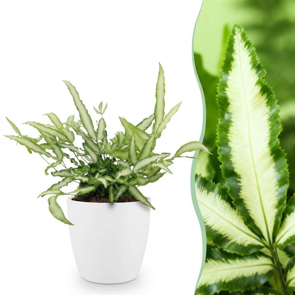 Schwertfarn kaufen | Pteris cretica Albolineata – Topf Ø 12 cm, Höhe 20 cm - Wurzelwerk Design