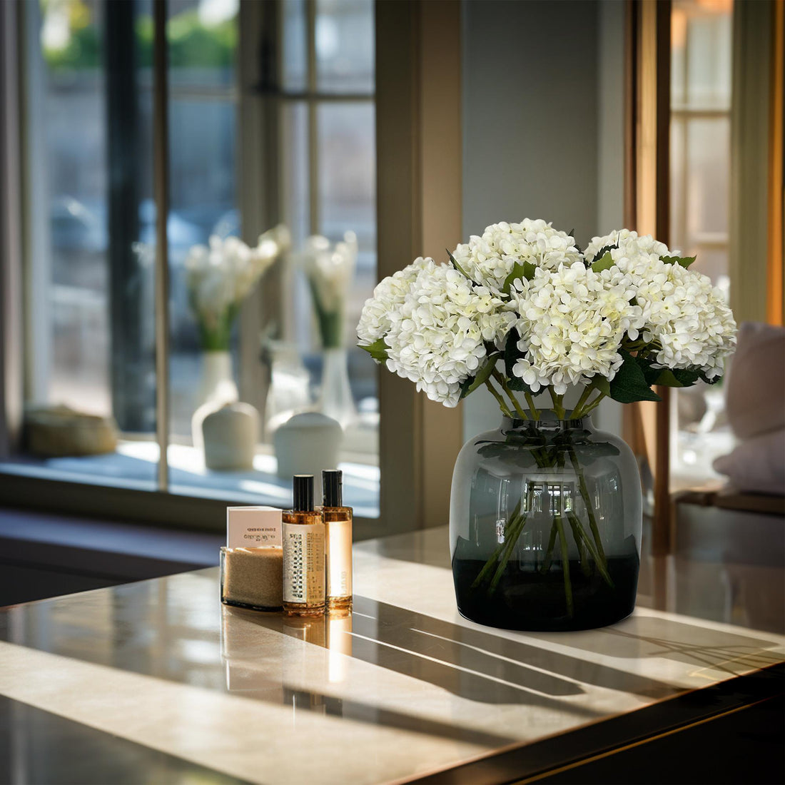 Künstliche Blumen Solo Weiße Hortensienblüte x 8 52 cm