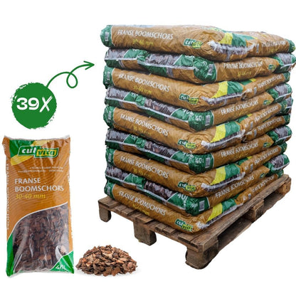 Culvita Premium Rindenmulch – 30–40 mm – Dekorative Rinde für Garten, Beete &amp; Wege – 1560 L Palette