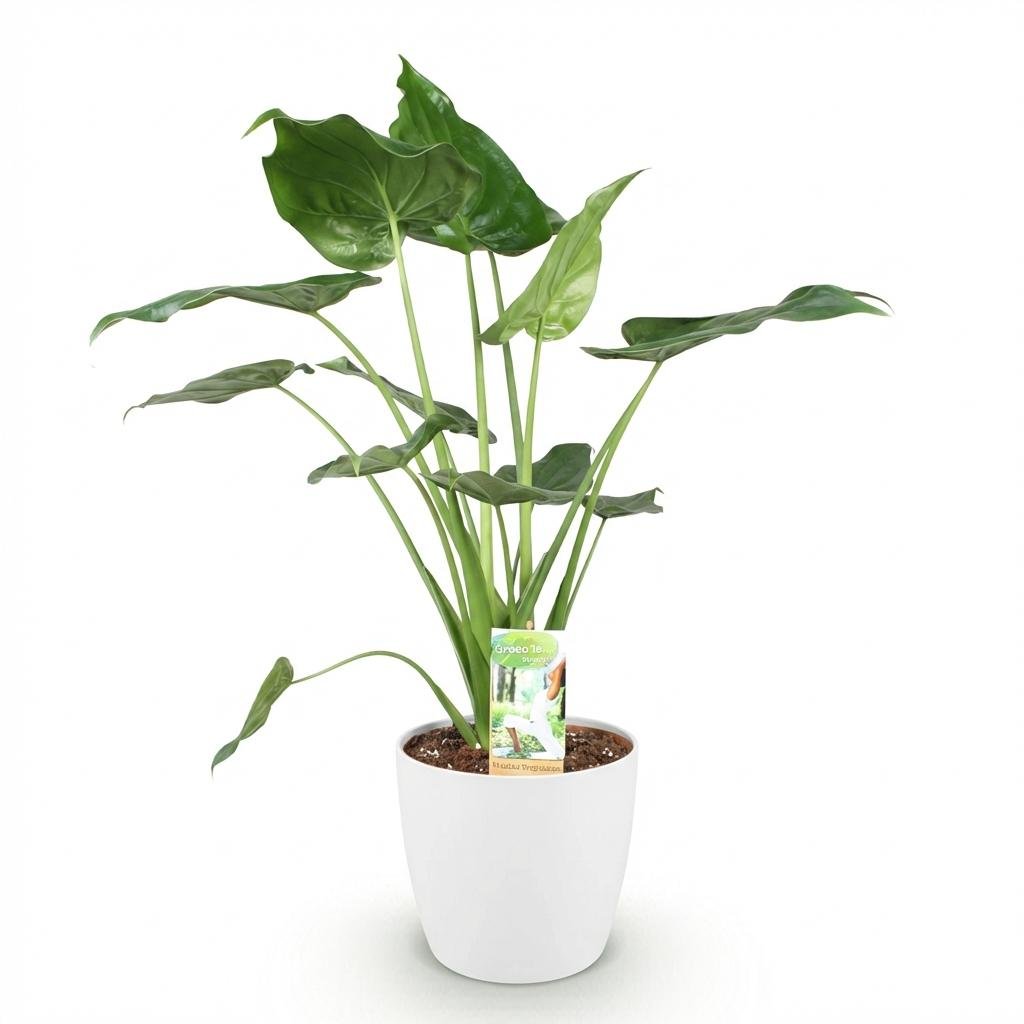 Everspring Alocasia Cucullata, Buddha-Hand Pflanze in weißem Topf, Höhe 65-70cm, grüne Blätter, dekoratives Zimmerpflanzenbild