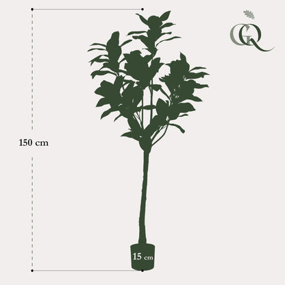 Kunstpflanze Magnolia Grandiflora von Everspring, 150cm oder 180cm hoch, detailreiche, grüne Blätter und elegante Blüten.