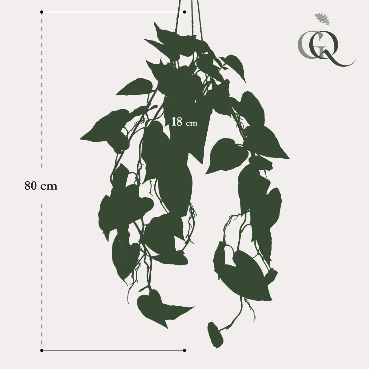 Kunstpflanze Philodendron Hängepflanze, 80 cm, Everspring, detailreiche grüne Kunstpflanze zum Aufhängen