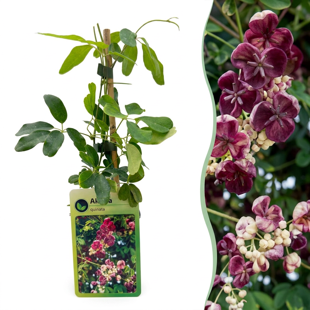 Fingerblättrige Akebie kaufen – Akebia quinata | lila-rot, Ø 9 cm, Höhe 35 cm - Wurzelwerk Design