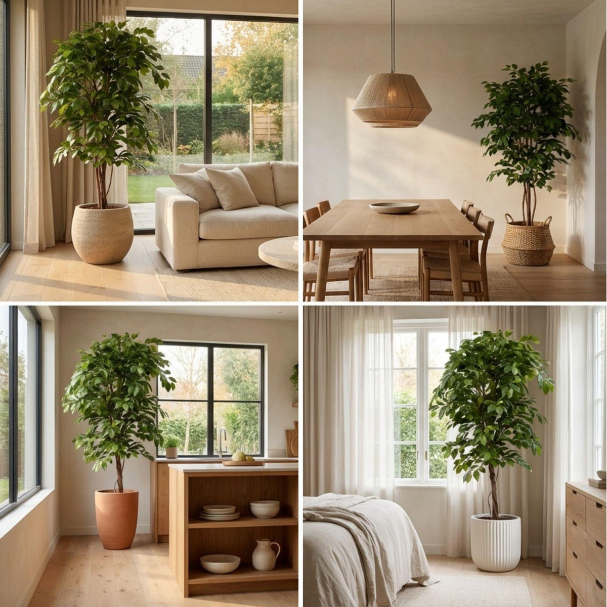 Künstlicher Ficus Deluxe Weinrebenbaum von Everspring, 140 cm hoch, mit grünen Blättern und realistischem Laub.
