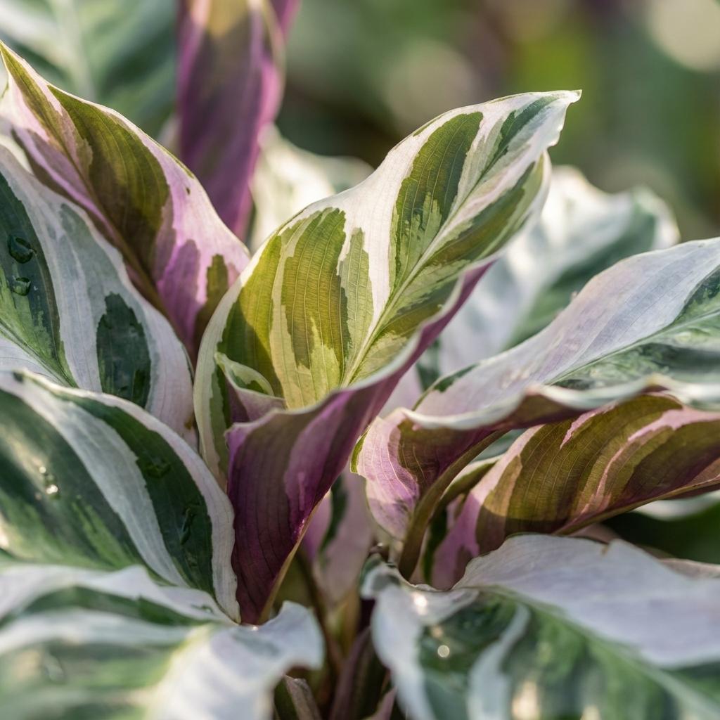 Everspring Calathea Fusion White Pflanze, 14 cm Durchmesser, Höhe 35-40 cm, mit grünen und weißen Blättern.