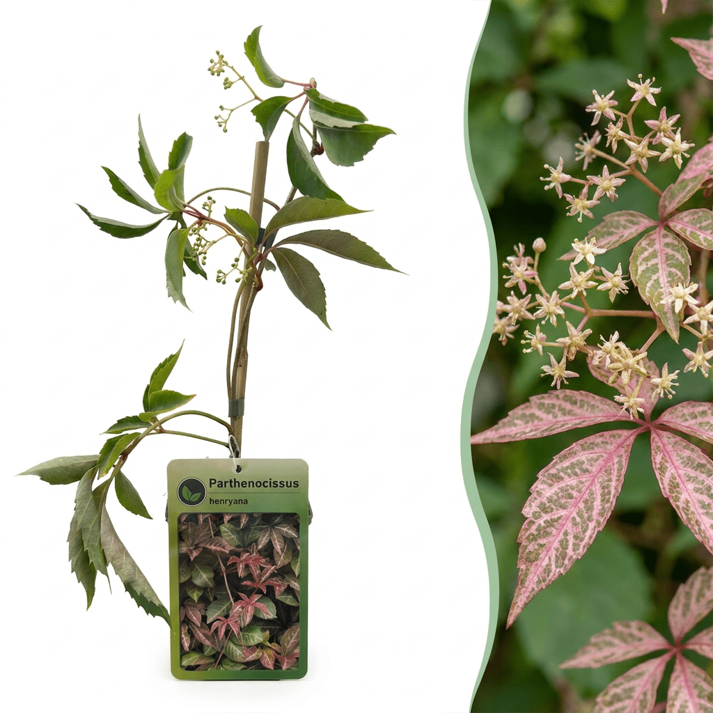 Chinesischer Wilder Wein kaufen – 2 Pflanzen Parthenocissus henryana | silbrig geadert, Ø 9 cm, Höhe 35 cm - Wurzelwerk Design