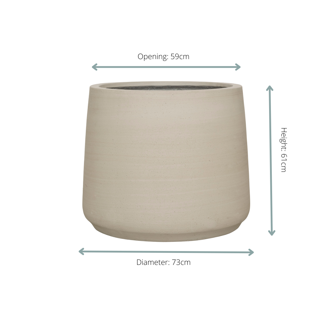 Großer Everspring Jumbo Patt Beigefarbener Waschbeton-Topf, D73 x H61 cm, robuste Pflanzgefäß für Garten und Balkon